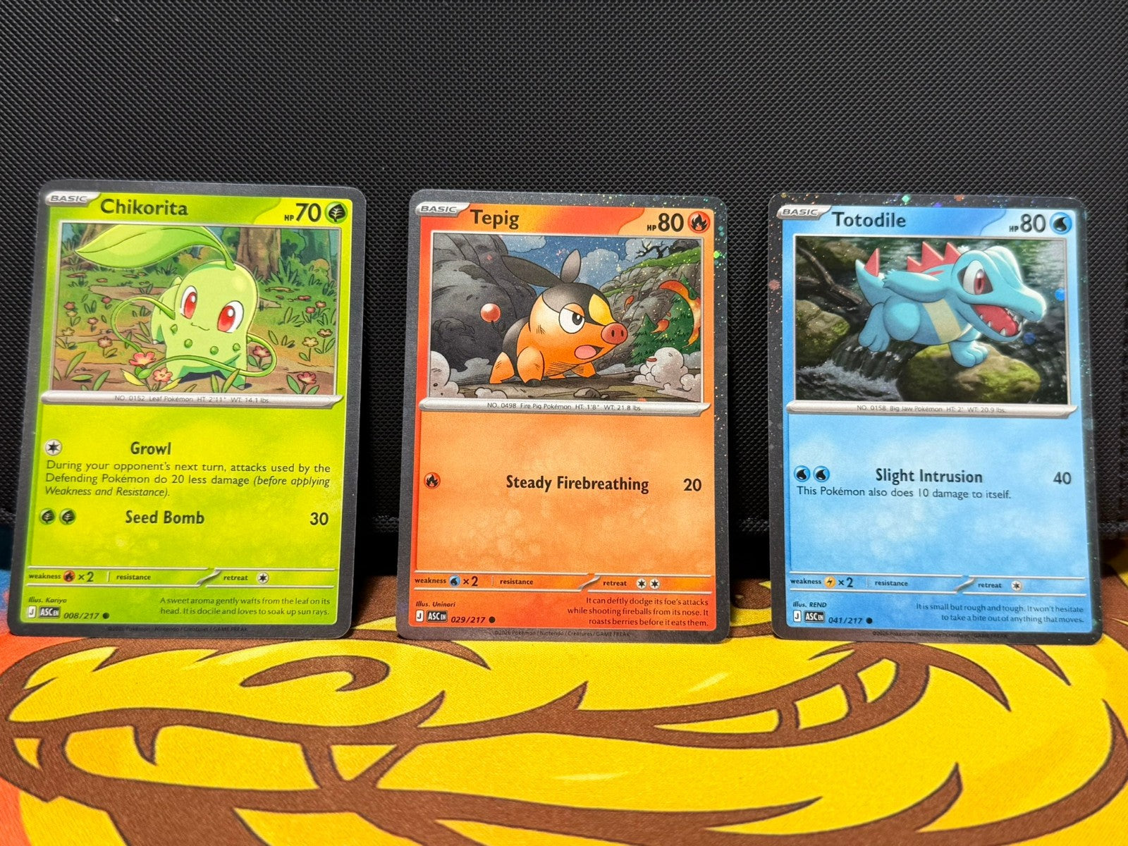Totodile, Tepig, Chikorita - Ascended Heroes - Cosmos Holo